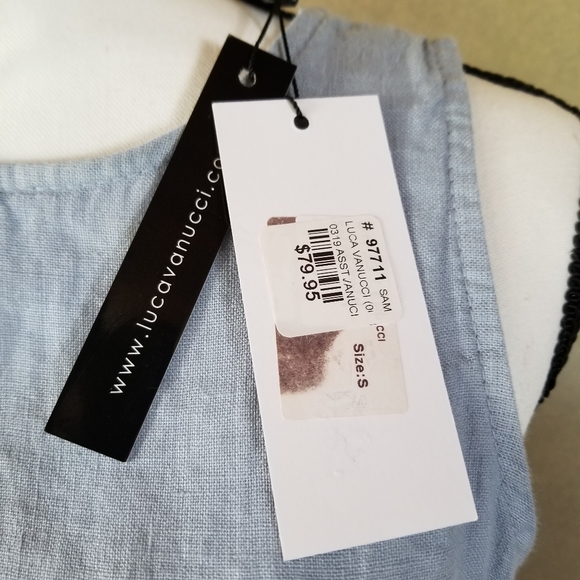 NWT- Sz Small Luca Vanucci Blue Linen Tank - Picture 3 of 3